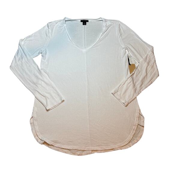 Halogen White Long Sleeve V-Neck Tee Shirt Women’s Medium NWT - Picture 3 of 6